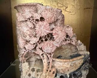 Chinese Carved Soapstone Double Vase