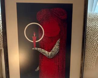 Kaoru Kawano 'Candle Light' Woodblock Print