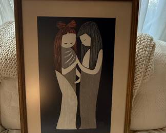 Kaoru Kawano Woodblock Print - Two Girls