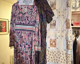 Vintage Paisley Print Dresses and Quilt Set