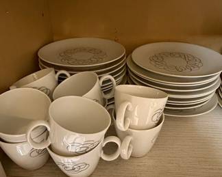 Continental China 'Script' Pattern Dinnerware Set by Raymond Loewy