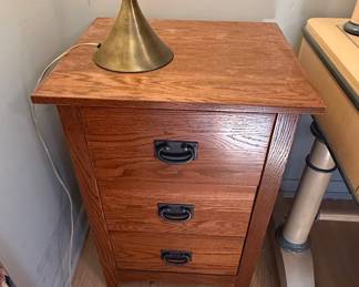 Mission Style Oak Three-Drawer Nightstand