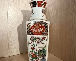Vintage Japanese Imari Style Square Porcelain Vase