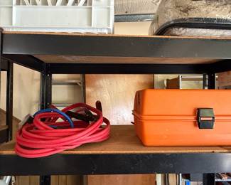 Vintage Orange Plastic Tool Case and Booster Cables