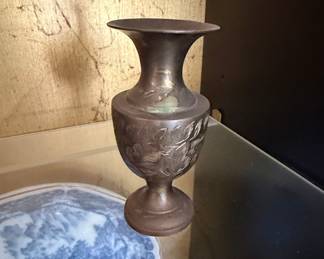 Etched Brass Bud Vase