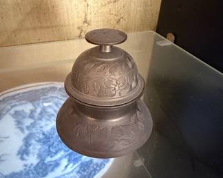 Vintage Indian Etched Brass Elephant Claw Bell
