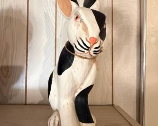 Hand-Carved Folk Art Rabbit Sculpture