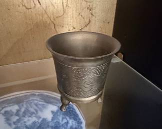 Vintage Asian Style Tripod Metal Censer or Planter