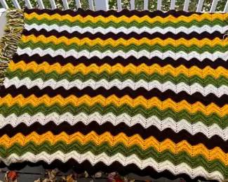 Peaceful Rustic Colors Crochet Chevron Blanket