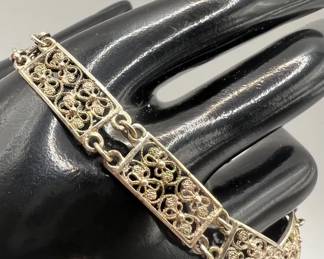 .835 Silver Filigree 7 1/2” Bracelet
