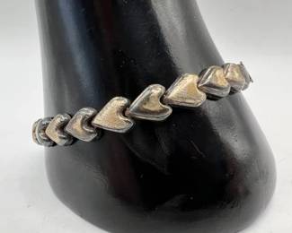 925 Sterling Silver Hearts 8” Bracelet