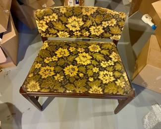 Vintage Wide Upholstered Armless Side Chair