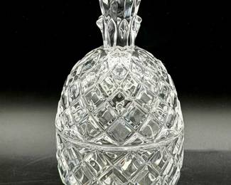 Polar Slovakia Vintage 24% Lead Crystal Pineapple Footed Covered Candy / Trinket Dish