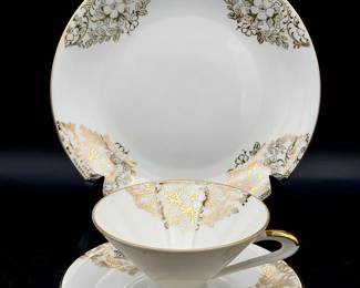 Heinrich Winterling Bavarian Gold Tone Floral Teacup & Saucer Set