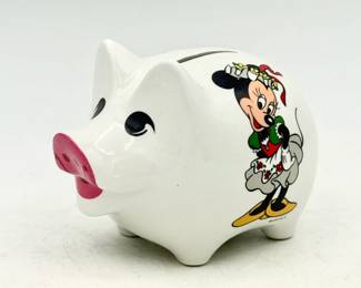 Disney Mickey & Minnie Mouse Germany Piggy Bank With Coins