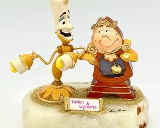 Disney Lumiere & Cogsworth Beauty & The Beast Statue By Ron Lee-hand Painted & Real Marble