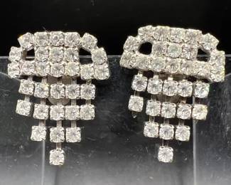 Vintage Art Deco Style Rhinestone Waterfall Shoe Clips by S.G. D’Or