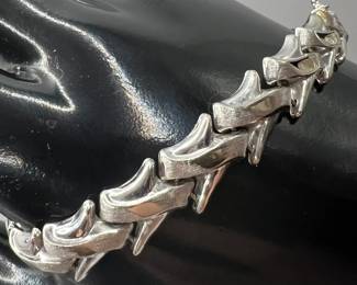 14KT White Gold Bracelet with Safety Clasp, 7 3/4”, Italy