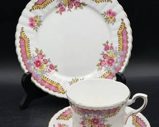 (2) Royal Stafford bone china Regency, Pink Teacup, And Saucer Sets