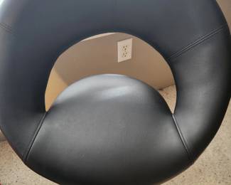Modern Black Faux Leather Swivel Accent Chair. 