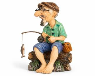 Pescador Caricato com Peixe e Vara