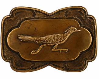 Placa de Bronze Ornada com Passaro em Relevo