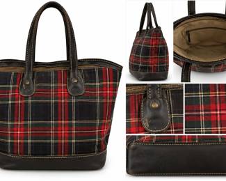 Colagem de Bolsa Tartan Vintage detalhada