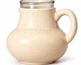 Jarra de Ceramica Salpicada com Borda de Vidro