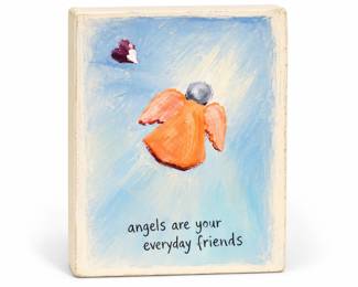 Placa Decorativa com Anjo e Mensagem