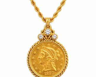 Colar de Moeda Liberty em Ouro
