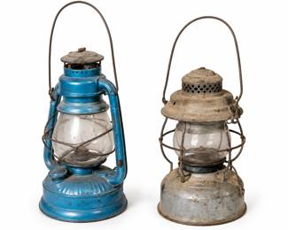 Lanternas Vintage Azul e Cinza Enferrujadas