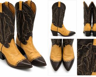 Colagem de Botas Western em Couro Bicolor