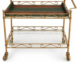 Carrinho de Cha Vintage Dourado com Renda Curvilinea