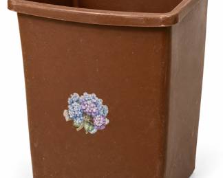 Lixeira Marrom com Adesivo Floral
