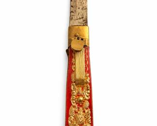 Canivete Antigo Ornamentado em Vermelho e Dourado