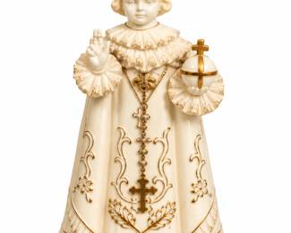 Estatua do Menino Jesus de Praga em Porcelana Dourada