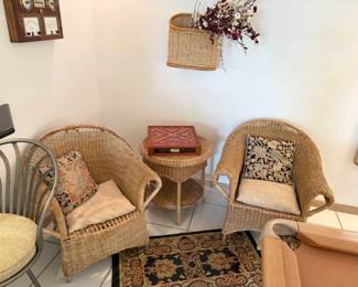 Another wicker vignette -- two tables & a chair.