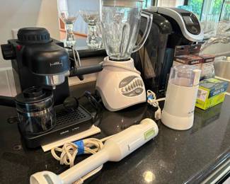 Espresso, blender, coffee, grinder, immersion blender.