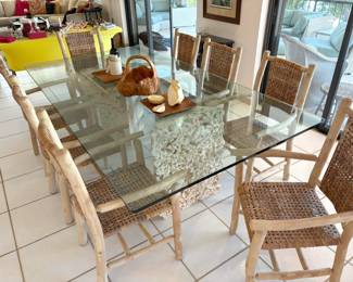 Love the dining set, but check out that handle basket carved out a single piece of burled wood.