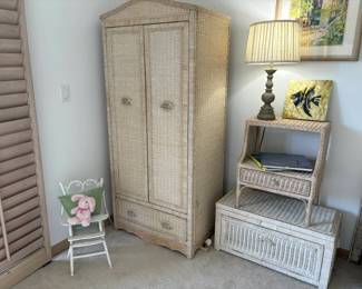 Love the cute little wicker highchair.