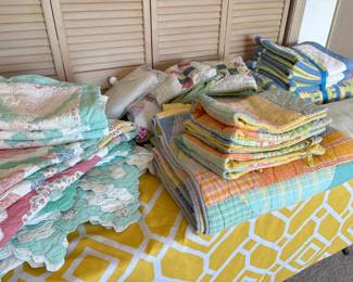 Vintage antique quilts (full or queen size) and some Company Store twin sets.