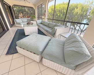 This is a view of the 10-piece white wicker sectional patio set. Believe us, it's priced to move, so get there early!