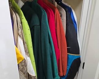 Coat closet with men's fleece, jackets and windbreakers