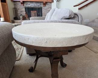 Wrough Iron and solid Travertine - You will need help to move this!