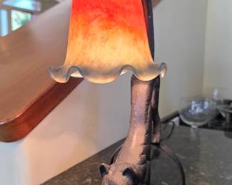 Beautiful Bronze Cat Lamp