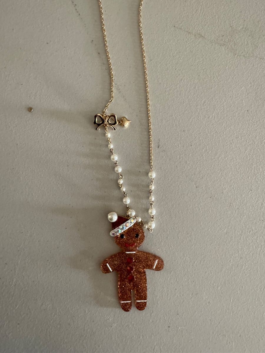 Gingerbread charm necklace