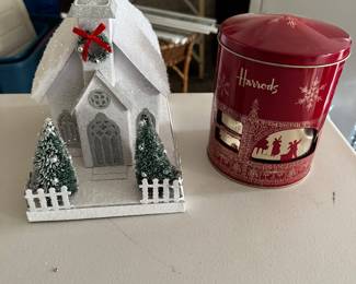 Light-up church and music box tin