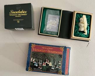 Snow babies and miniature Victorian ornaments
