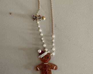 Gingerbread charm necklace