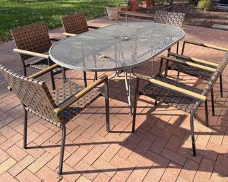 Outdoor Set - 6 New Chairs & Metal Table